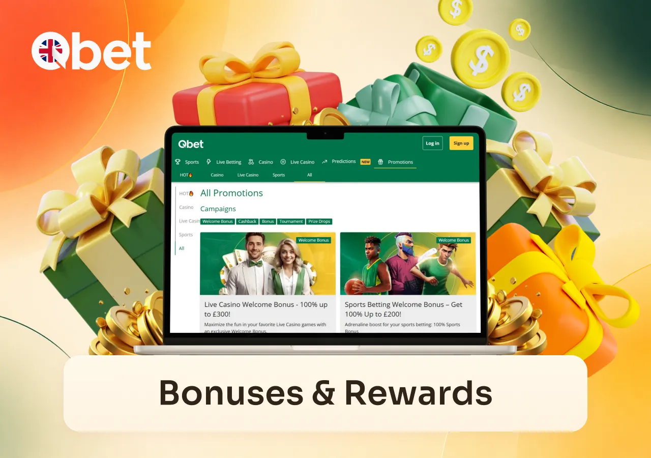 Qbet Casino presents welcome offers, promotions and rewards for players.